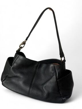 Vintage Hobo International Black Leather Shoulder Bag Minimalist